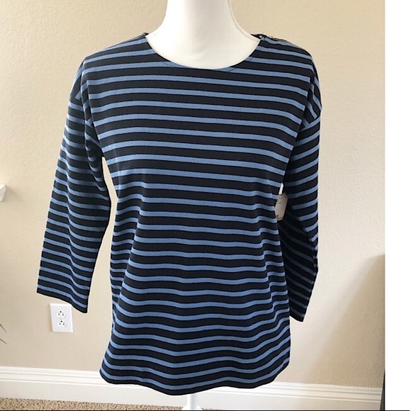 Everlane Blue Striped Top - Picture 5 of 7